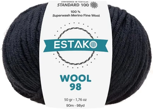Miniatura 8 de Estako Lana 98 100% Lana Merina Superwash Lana Media Lana Lana Suave Tejido y Crochet Hilo 1.76 oz (50gr) 98 yds (295.3 ft) (6147 - Off White)