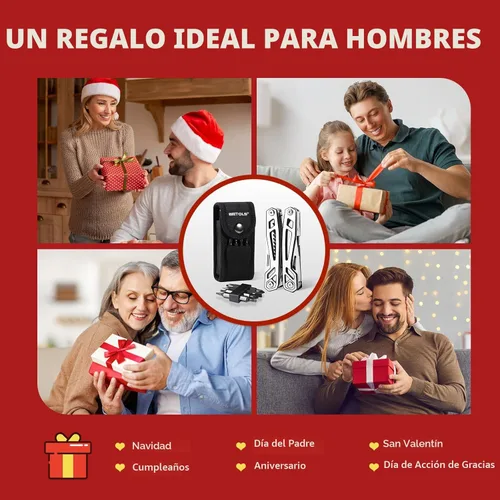 Miniatura 8 de Multiherramienta con navaja de bolsillo, regalos de cumpleaños para hombres, mujeres, mamá, papá, WETOLS 21 en 1, alicates de acero inoxidable