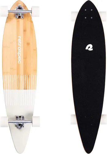 Miniatura 10 de Retrospec Zed Pintail & Cruiser Longboard Patineta para Adultos - Tabla de 112 cm de bambú y arce canadiense con rodamientos ABEC-7, ruedas de Aqua