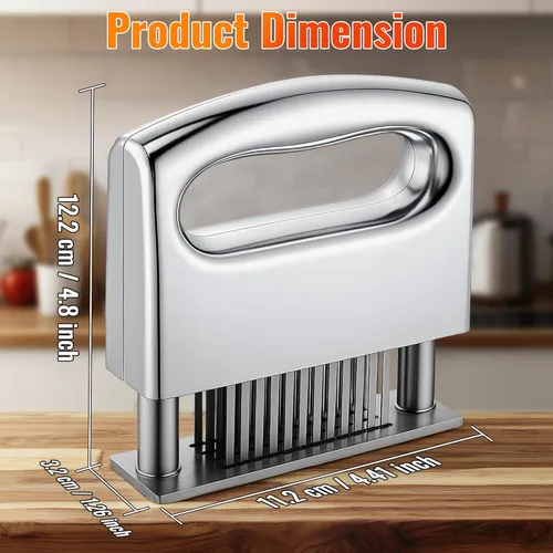 Miniatura 6 de Enhon Herramienta ablandadora de carne, 48 cuchillas ultra afiladas, ablandador de carne de acero inoxidable con mango ergonómico, artilugio