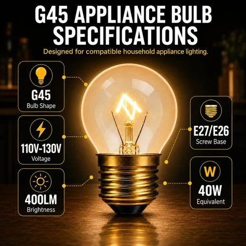 Miniatura 3 de Visther Bombilla G45 para horno de 40 W, bombillas de repuesto para electrodomésticos de alta temperatura de 572.0 °F para horno, refrigerador