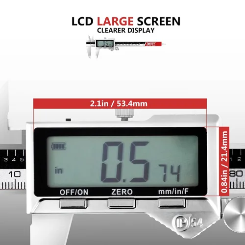 Miniatura 4 de Pinza recargable de 8 pulgadas, herramienta de medición de micrómetro Vernier de acero inoxidable con pantalla LCD grande