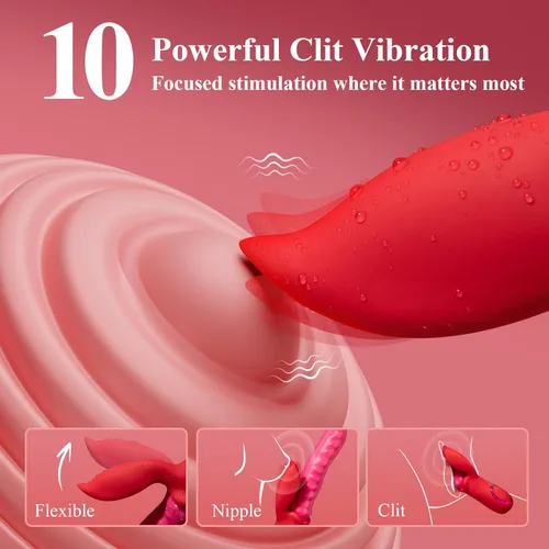 Miniatura 3 de Vibrador de juguetes sexuales para adultos, consolador – Vibrador de ondulación profunda y placer prolongado con acción de lengua lamiendo, con 10