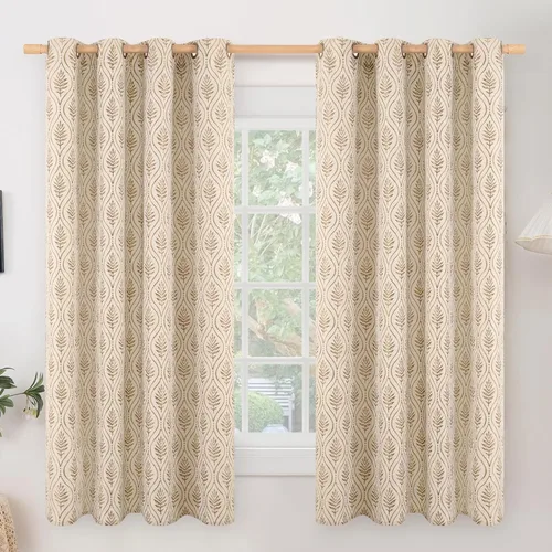 Miniatura 21 de BGment - Cortinas de jacquard de hojas en color amarillo mostaza, 72 pulgadas de largo para sala de estar, patrón botánico de estilo campestre