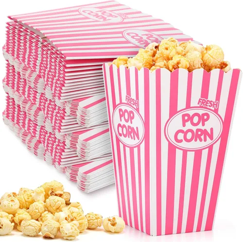 Miniatura 8 de Xinnun Paquete de 100 Cajas de Palomitas de Maíz a Granel de Papel con Rayas Rojas y Blancas, Recipientes Bolsa Desechables a Prueba de Aceite, Rojo