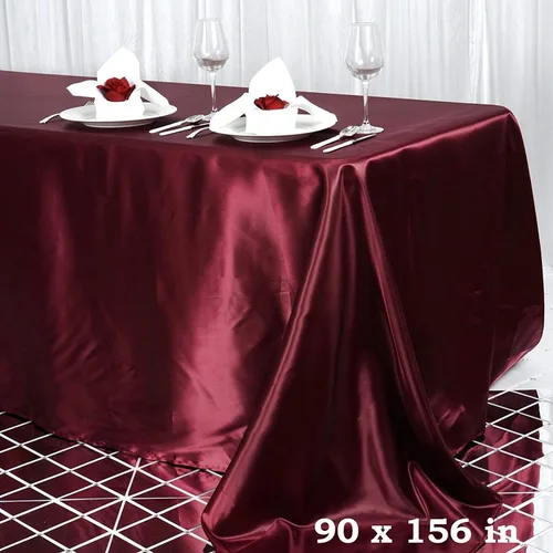 Miniatura 4 de BalsaCircle Mantel rectangular de satén fucsia de 90 x 156 pulgadas, para bodas, recepciones, eventos, cocina, comedor