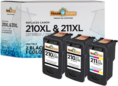 Houseoftoners Paquete de 3 cartuchos de tinta remanufacturados de repuesto para Canon PG-210XL Negro y CL-211XL Color para PIXMA iP2700, iP2702,