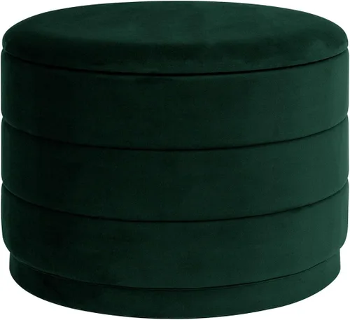 Miniatura 17 de Otomana redonda de terciopelo de 15.4 pulgadas con tapa reversible, reposapiés otomano circular tapizado con almacenamiento oculto, reposapiés Negro