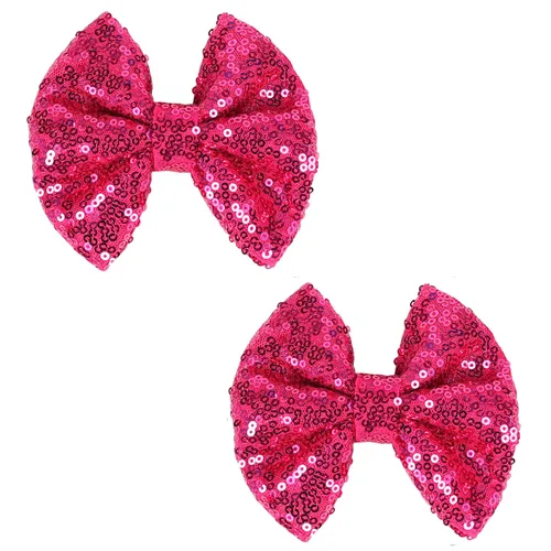 Miniatura 4 de Love Fairy - Horquilla con lazo con brillantina, una pinza para el cabello con lazo de lentejuelas brillantes, 5 pulgadas, perfecta para niñas, Negro