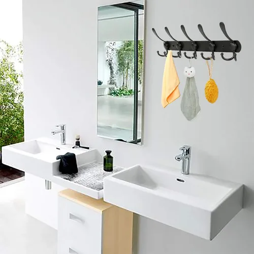 Miniatura 5 de Perchero de pared con 5 ganchos de tres puntas, de PHINGEER, resistente, de acero inoxidable con gancho, decorativo, para colgar abrigos, chaquetas