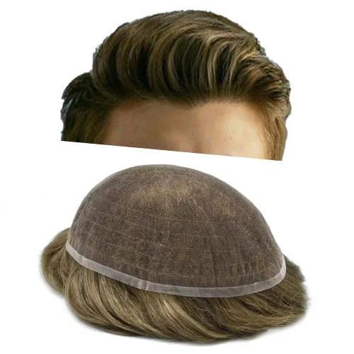 Miniatura 39 de Tupé para hombres cabello humano real sistema de cabello para hombre encaje francés completo 100% cabello humano postizos para hombres pieza de pelo