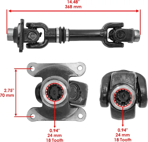 Miniatura 2 de Caltric Eje de transmisión de hélice trasero Bombardier compatible con Can-am Outlander 650 4X4 2006 2007 2008 2009 2010 2011 2012