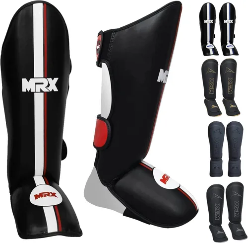 Miniatura 7 de MRX BOXING & FITNESS Espinilleras para boxeo, artes marciales mixtas, Muay Thai, entrenamiento de kickboxing, acolchado extra con diseño de lujo