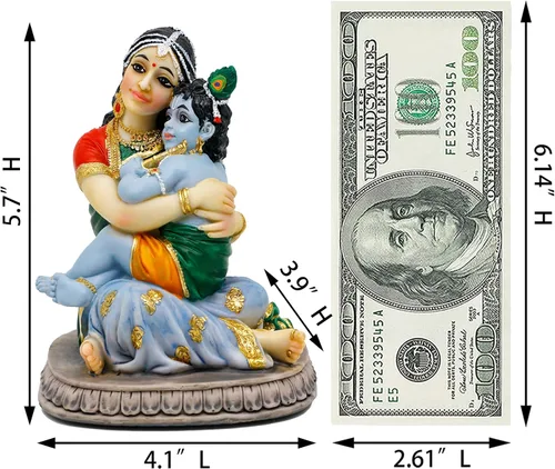 Miniatura 5 de alikiki Maa Yashoda Krishna Murti Estatua – 5.7 pulgadas, Dios hindú, Señor Krishna, ídolo regalo para devoto de Pooja indio, regalo de cumpleaños