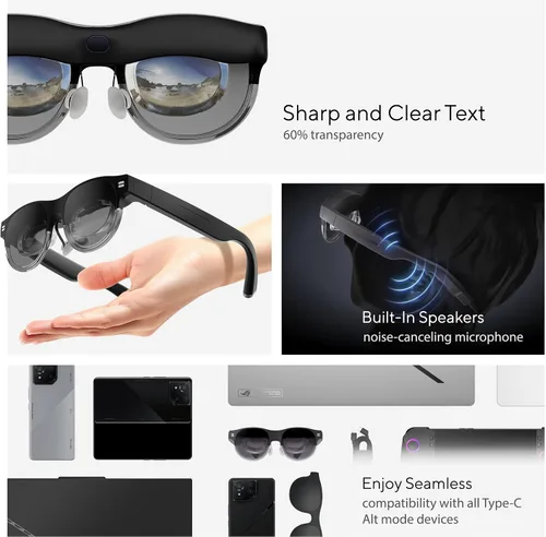 Miniatura 5 de Gafas AR Inteligentes ASUS AirVision M1 - Pantalla portátil Micro-OLED de 100", 1100 nits, Multi-Pantalla, Altavoces, USB-C, Sombra Magnética