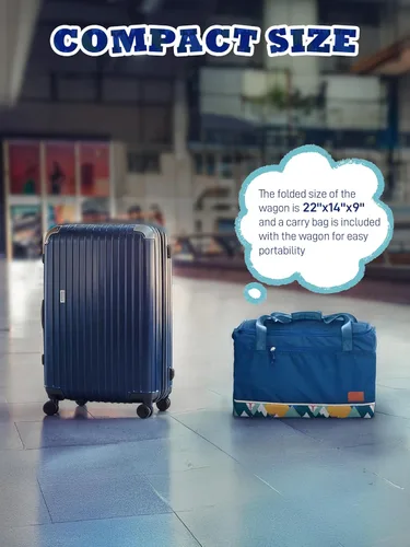 Miniatura 3 de EVER ADVANCED Vagón Cochecito de Viaje Plegable en Bolsa para 2 Niños y Carga, Vagón Plegable para Niños Pequeños con Toldo Extraíble, Arnés Zorro