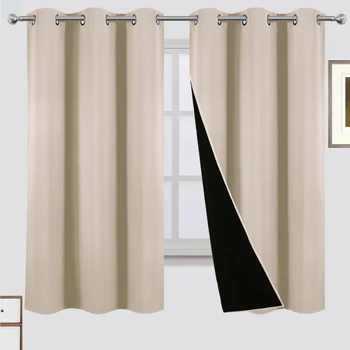 Miniatura 57 de LEMOMO Cortinas 100% opacas de 52 x 95 pulgadas, 2 paneles de oscurecimiento con aislamiento térmico para dormitorio Negro