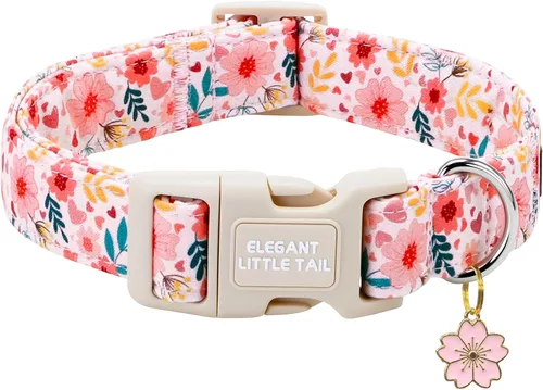 Miniatura 48 de Elegant Little Tail - Collar para perro de otoño, collar floral naranja duradero para perros medianos, ajustable para mascotas macho o hembra