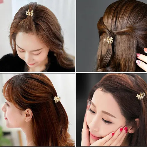 Miniatura 5 de Pinzas pequeñas para el cabello, pinzas de pelo con diamantes de imitación de ópalo, cristales de agarre para cabello grueso, fino, largo o corto