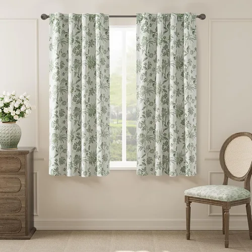 Miniatura 15 de jinchan Cortinas Opacas Florales para Dormitorio, 63 Pulgadas de Largo Cortinas Opacas con Estampado de Flores, Estilo Campo Francés con Pestañas