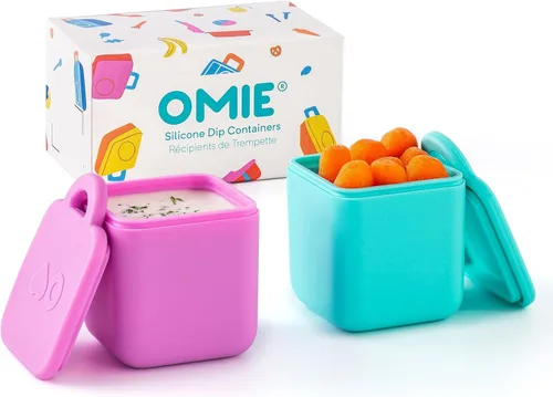 Miniatura 7 de Omie Caja (paquete de 2) recipientes para salsas a prueba de fugas, recipiente para aderezo de ensalada, recipiente de condimentos con tapas