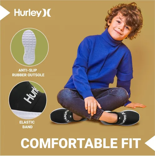 Miniatura 2 de Hurley Camby Kids - Tenis de lona sin cordones para niños, zapatos de skate de corte bajo para niños, correr, caminar, zapatos deportivos