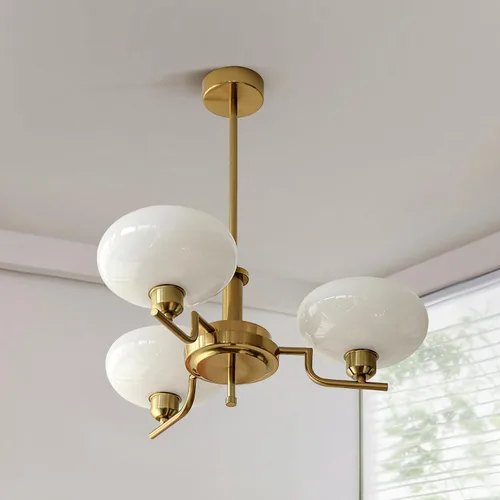 Miniatura 5 de Candelabros Sputnik dorados de 3 luces, Lámpara de techo de latón cepillado de mediados de siglo, lámpara colgante vintage ajustable estilo granja