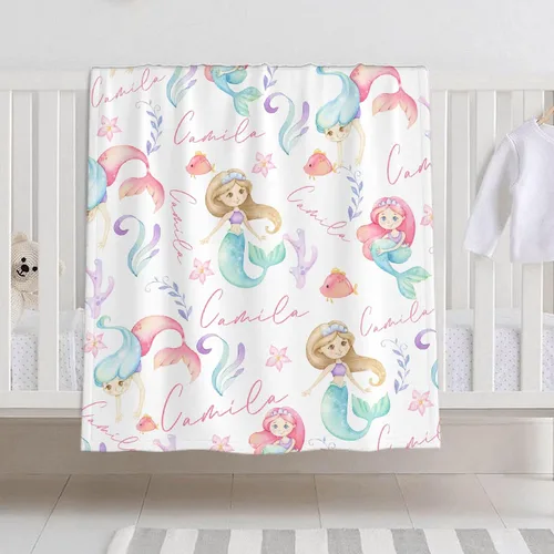 Miniatura 10 de Manta de bebé personalizada para niñas y niños, manta de bebé personalizada con nombre de bosque de animales para niños pequeños, baby shower