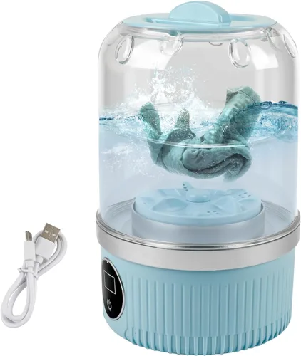 JOJOCY Mini lavadora portátil, recargable de 15 W, lavadora de ropa interior inalámbrica para brasier, calcetines, ropa de bebé, uso de viaje y Azul