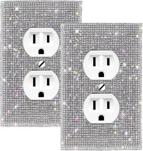 Miniatura 23 de 1 funda para interruptor de luz brillante – Cubierta de placa de interruptor con purpurina dorada con diamantes de imitación 2.2 lbs-2-Oro