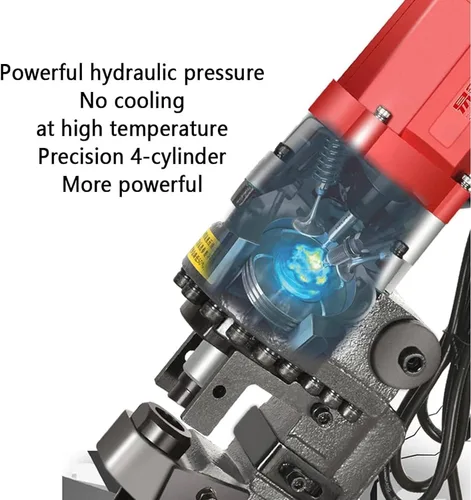 Miniatura 4 de Perforadora hidráulica eléctrica de 1800 W, perforadora de agujero de metal, con interruptor de pie de enchufe rápido con 5 troqueles de punzonado