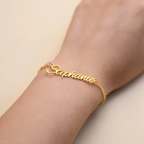 Miniatura 4 de DayOfShe - Pulsera de barra de nombre personalizada de acero inoxidable, grabado a medida, para parejas