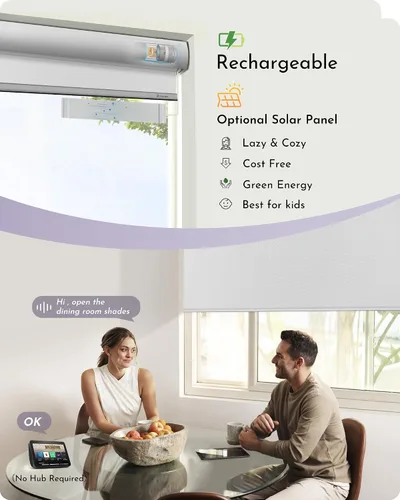 Miniatura 3 de Graywind Persiana Enrollable Motorizada 100% Opaca Compatible con Alexa Google Control Remoto Inteligente Persianas Recargables con Batería Motor