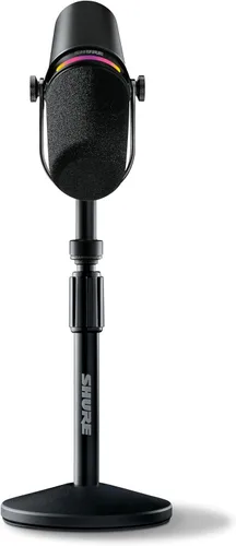 Miniatura 9 de Shure MV7+ - Micrófono dinámico para podcast con soporte, certificado OBS, audio mejorado, panel LED, salidas USB-C y XLR, modo de nivel automático