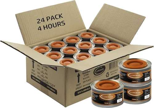 Miniatura 12 de Luminar Latas de combustible de rozaduras con mecha resellable, paquete de 6, 6 horas, quemadores de calidad premium para calentadores de alimentos
