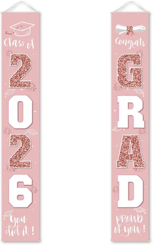 Miniatura 13 de Decoraciones de graduación 2026, cartel de porche negro dorado para clase de 2026, suministros de fiesta de graduados