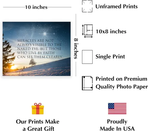 Miniatura 2 de Miracles Not Always Visible to the Naked Eye - Snow Sunset Inspirational Wall Art - Starry Night Motivational Wall Art For Living Room Decor, Home