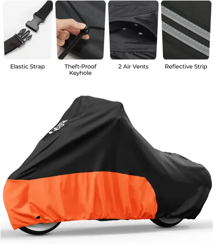 Miniatura 4 de KEMIMOTO Funda para motocicleta 420D resistente al agua, compatible con los modelos Softail Dyna, Standard Heritage Classic 114 Shadow Cruiser