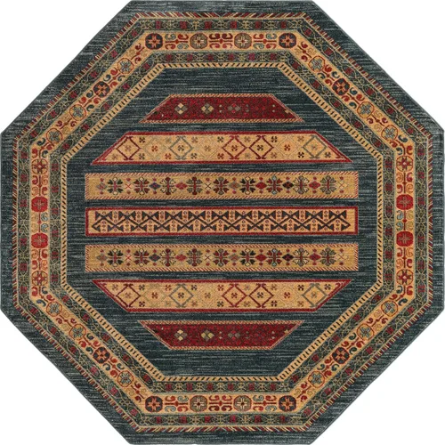 Miniatura 24 de Nomad Tapete contemporáneo de con estampado moderno tribal., Polipropileno, Azul