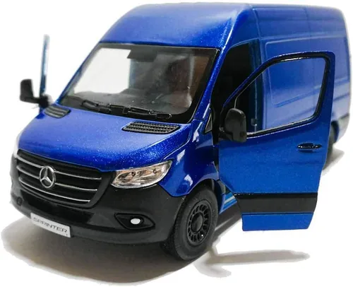 Miniatura 8 de KiNSMART - Mercedes-Benz Sprinter Cargo Van 1:48 O Escala 5" Modelo de Metal Fundido a Presión Furgoneta de juguete, acción de tracción (4 juegos)