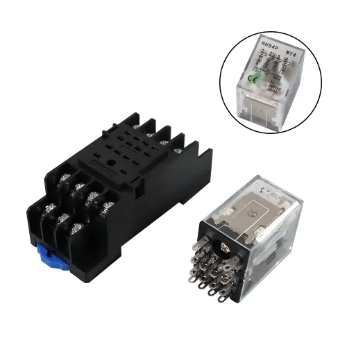 Miniatura 4 de ATO DC 24V Bobina 14 pines Relé de alimentación electromagnético 4PDT 4NO 4NC HH54P MY4NJ con base de enchufe de terminales