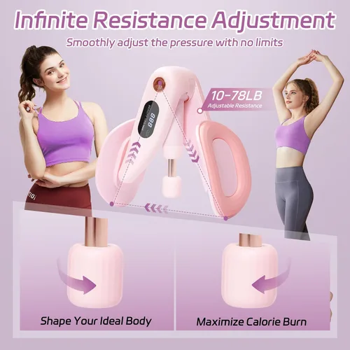 Miniatura 2 de QIUTONG Entrenador de Muslos 2026 Actualizado, Entrenador de Muslos de 10-78LB, Ejercitador de Muslos Internos LED, Dispositivos de Ejercicio