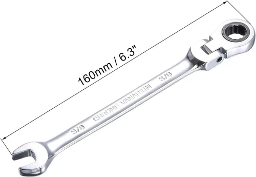 Miniatura 2 de uxcell Llave combinada de trinquete de cabeza flexible de 3/8 pulgadas SAE 72 dientes de 12 puntos de trinquete de caja de herramientas de llave