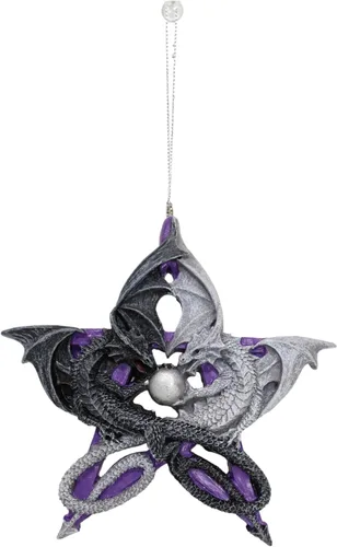 Miniatura 11 de Ebros Gift Anne Stokes - Figura decorativa de árbol de fantasía de dragones, dragones de fuego y hielo, adornos de Halloween o Navidad, escultura