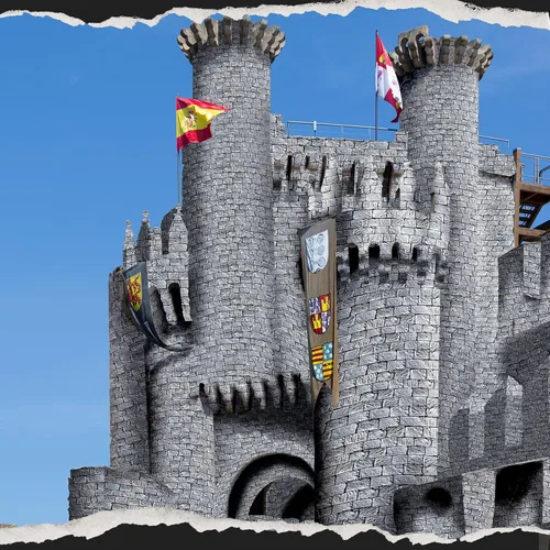 Miniatura 4 de Preboun Manteles de plástico medievales con caja de corte y pegamento, impermeable, con temática de castillo, cortinas de papel tapiz para mesa