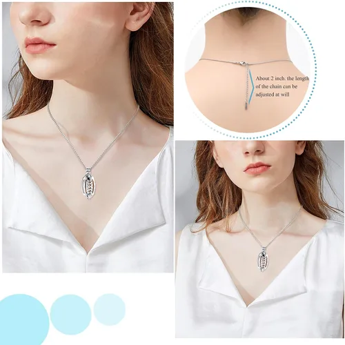 Miniatura 4 de Oinsi Collar con medallón de cremación de fútbol americano para cenizas de seres queridos, urna conmemorativa de acero inoxidable, joyería