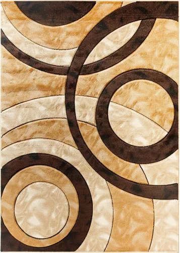 Miniatura 3 de GLORY RUGS Alfombra de área 2x3 marrón, tapete para puerta, círculos modernos, suave, alfombra de piso contemporánea con textura esponjosa