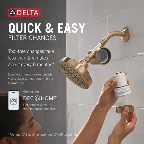 Miniatura 3 de Accesorio de Filtro de Ducha Estándar Delta Faucet Clarifi con Filtro, Filtro de Agua de Ducha, Filtro de Cabezal de Ducha, Bronce Champán 7SF100-CZ