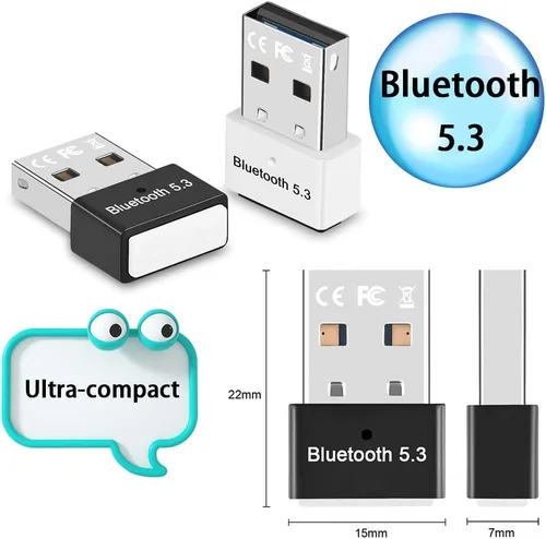 Miniatura 7 de Adaptador USB Bluetooth 5.3 para PC compatible con Windows 11/10/8.1/7, Plug &Play para Win11/10, Mini 5.3+EDR Bluetooth Dongle receptor