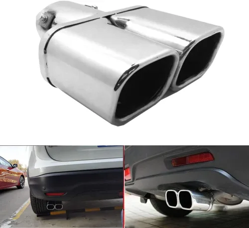 Silenciador de tubo de escape de acero inoxidable cromado con doble salida para Nissan X-Trail 2014 2015 2016 2017 2018 2019 2020 2021 2022 2023 2024